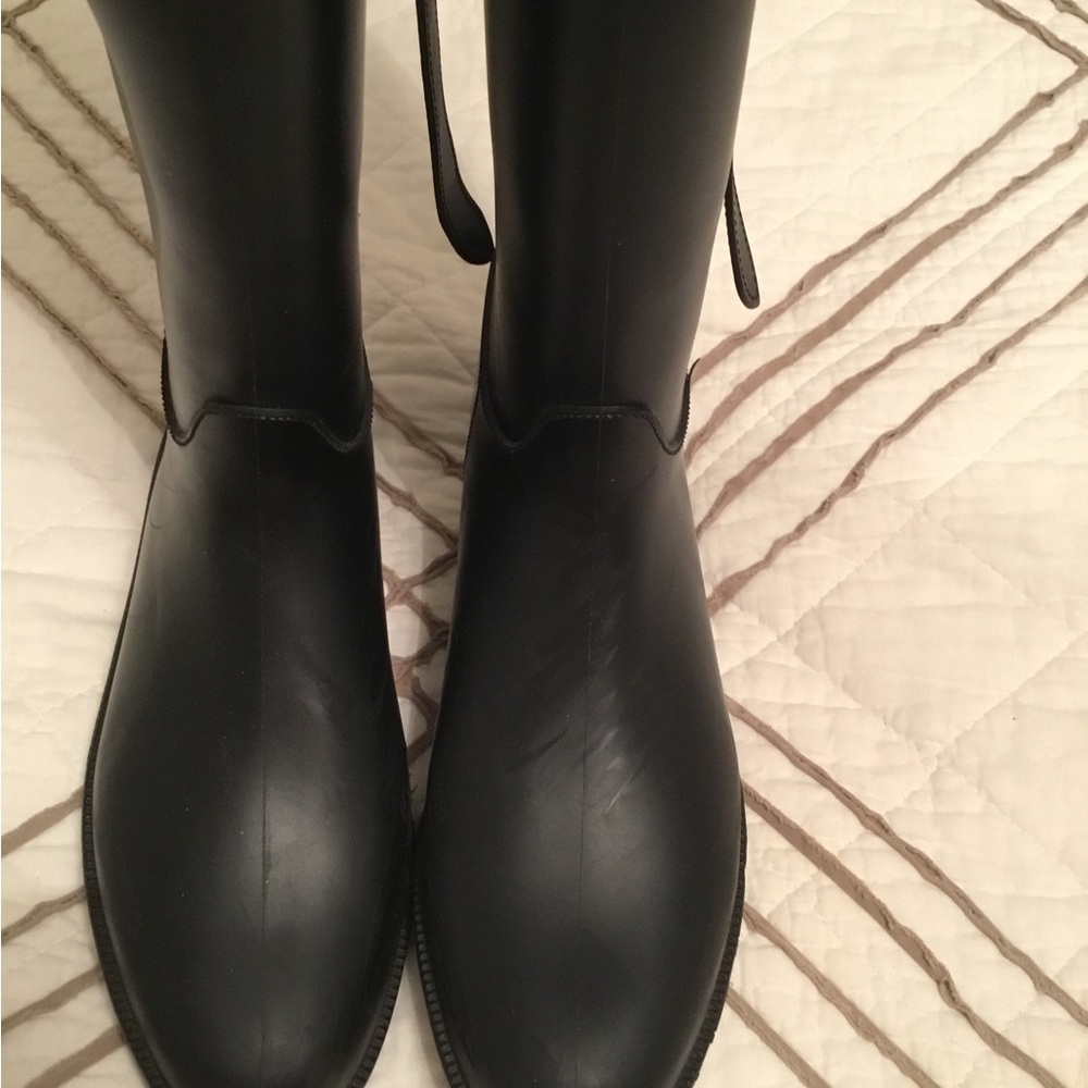 Women’s BURBERRY “Roscot” Black Rubber Riding Rainboots - SZ 38. US 8 - Picture 14 of 14